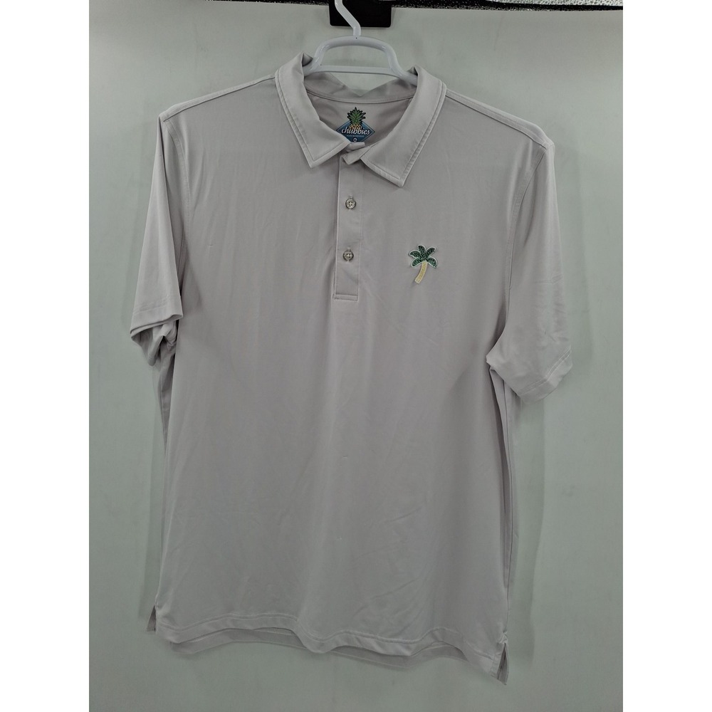 Chubbies‎ Men's Sz XL White Polo Solid Short Sleeve Palm Tree Adult Golf